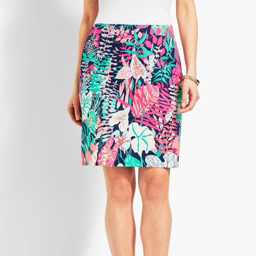 NWT Talbots Jungle Botanical Stretch Cotton Canvas Skirt / Size 10